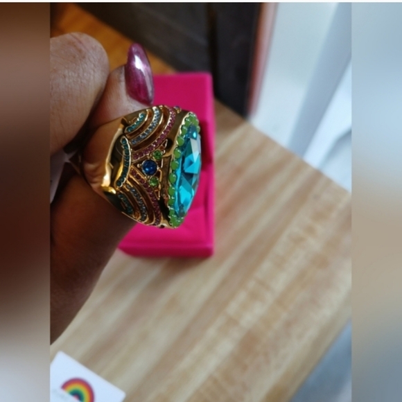 Kurt Geiger-Oval Cocktail Ring (Teal/Green 💚💙)- 9 US - Picture 8 of 10